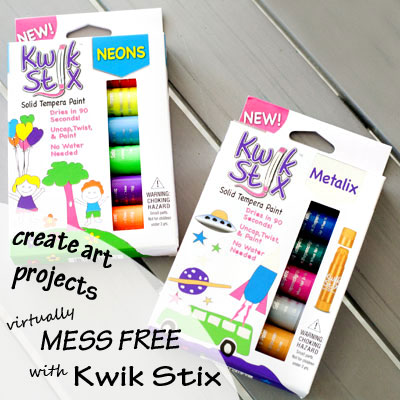 Kwik Stix - Metalix and Neons: Solid tempera paint sticks that dries almost instantly for paint-fun without the paint-mess! | A review by Running With Spears #kidsartsupplies #giftideas