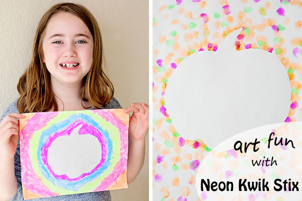 Mess free art with Neon Kwik Stix - the perfect smash up of markers and paint!  | Running With Spears #kidsartsupplies #neon #artproject 