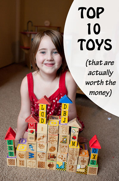 Ten years ago we began amassing bookoos of toys for kiddo number one. - Three additional kids later, there are literally only TEN toys (or sets of toys) that have been beloved by all. Here are the winners. | Running With Spears #kidstoys #newparents #kids